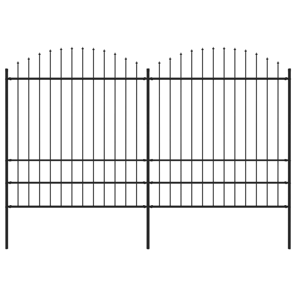 Vidaxl Garden Fence con Spears Top (1,75-2) x3,4 m in acciaio nero