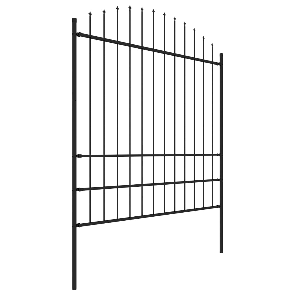 Clôture de jardin vidaxl avec haut de lance (1,75-2) x5,1 m en acier noir