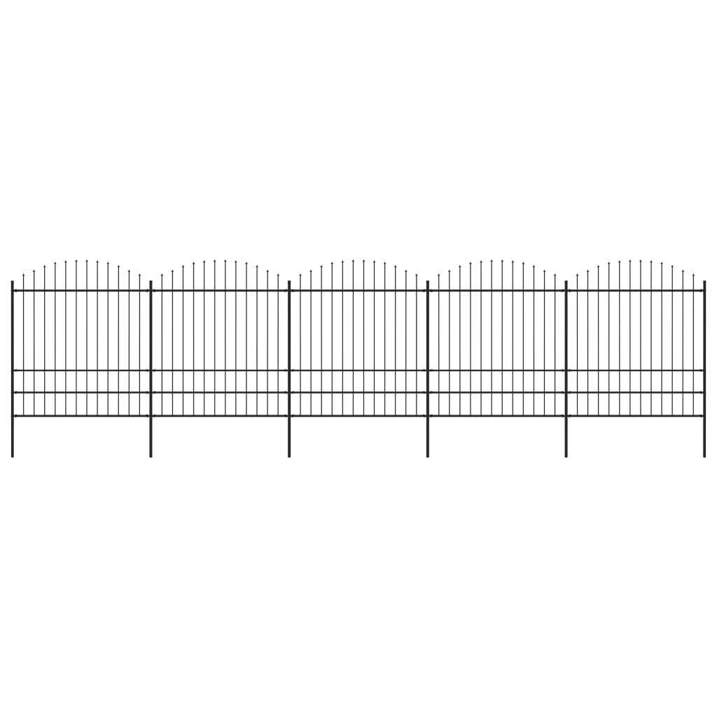 VidaXL Tuinhek met speren bovenkant (1,75-2)x8,5 m staal zwart