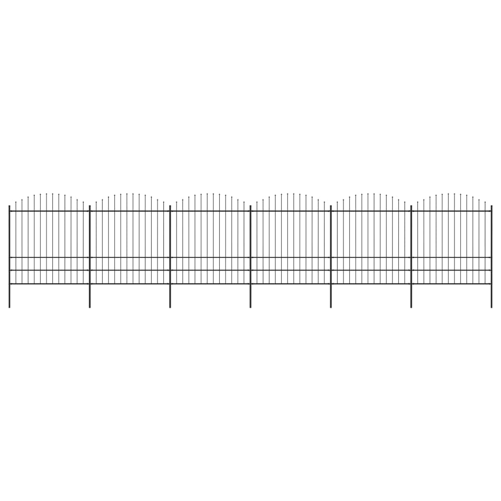 VidaXL Tuinhek met speren bovenkant (1,75-2)x10,2 m staal zwart