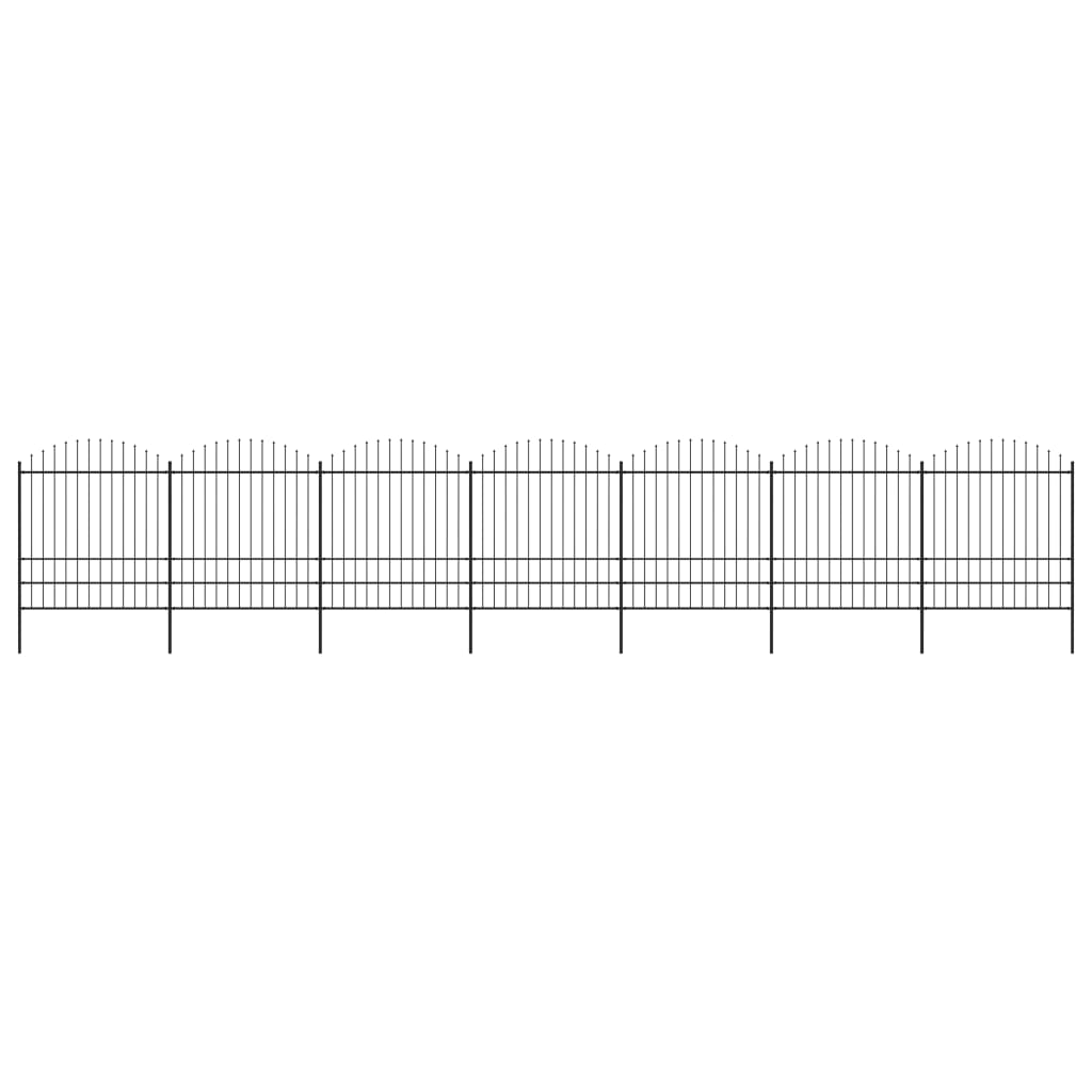 Vidaxl Garden Fence con Spears Top (1.75-2) x11,9 m in acciaio nero