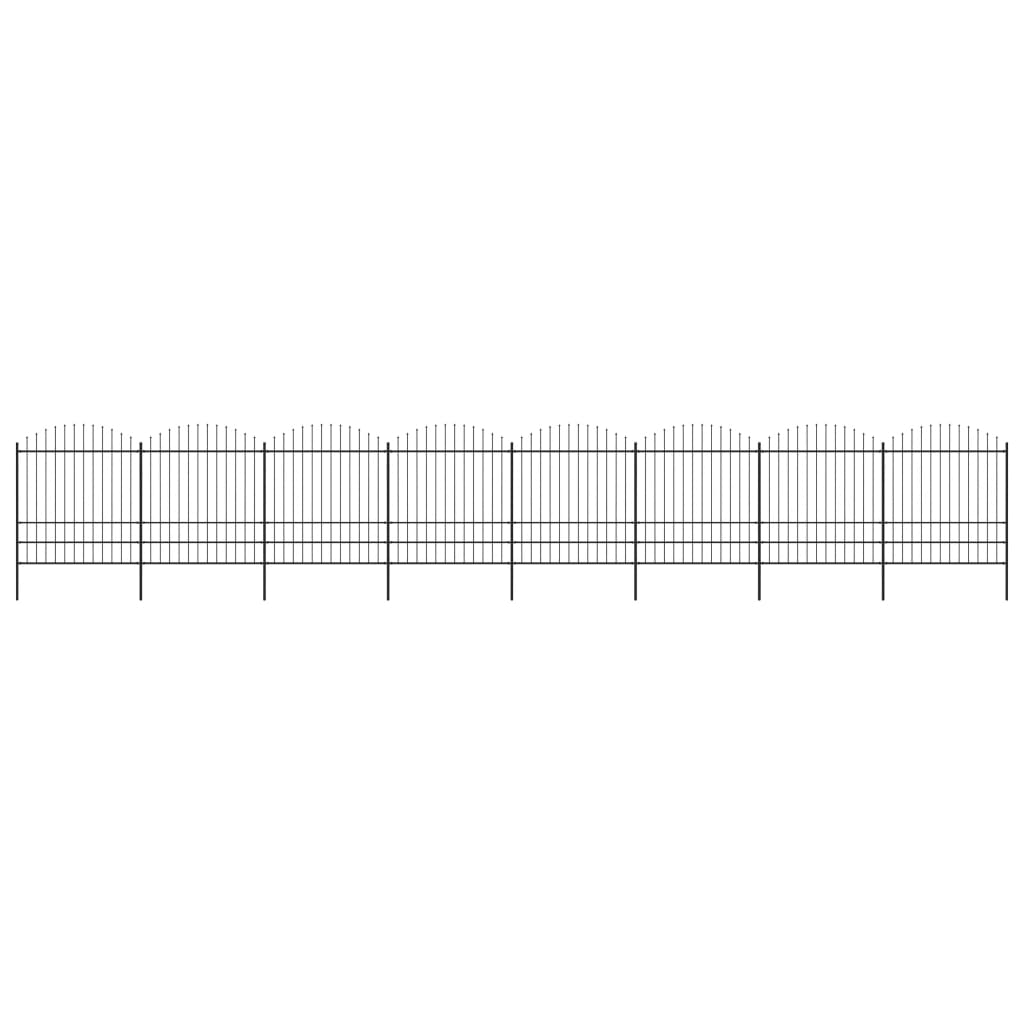 Vidaxl Gartenzaun mit Speerentop (1,75-2) x13,6 m Stahlschwarz