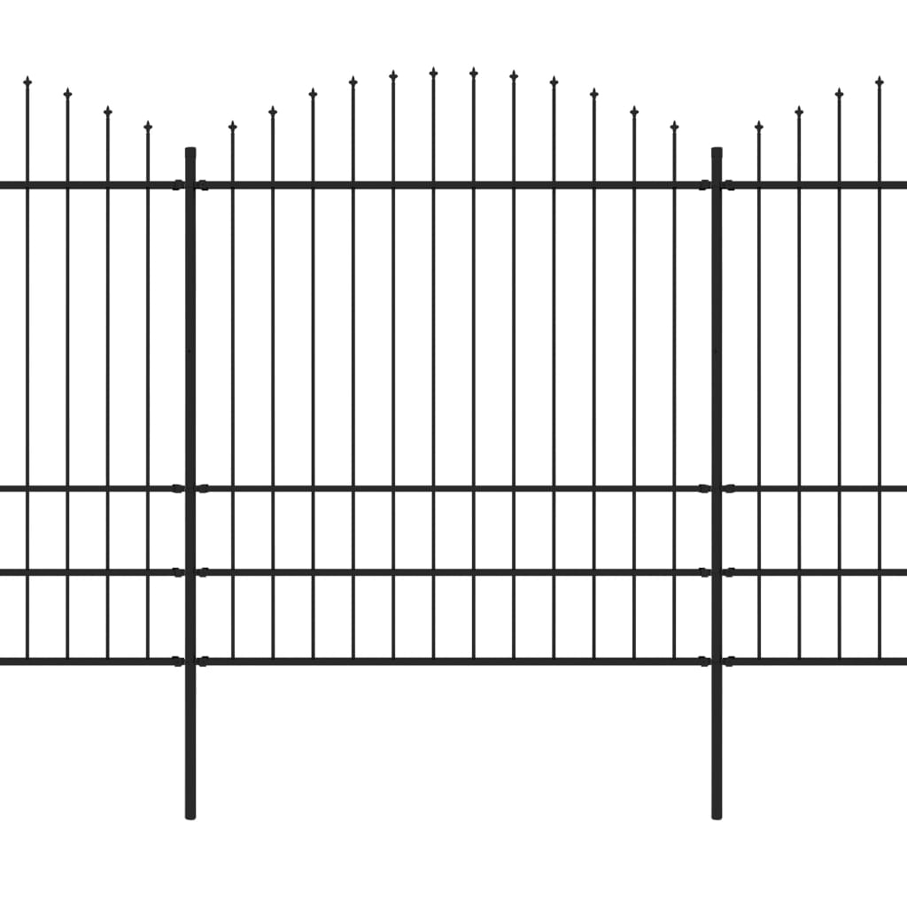 Vidaxl Garden Staket med Spears Top (1,75-2) x13,6 m stålsvart