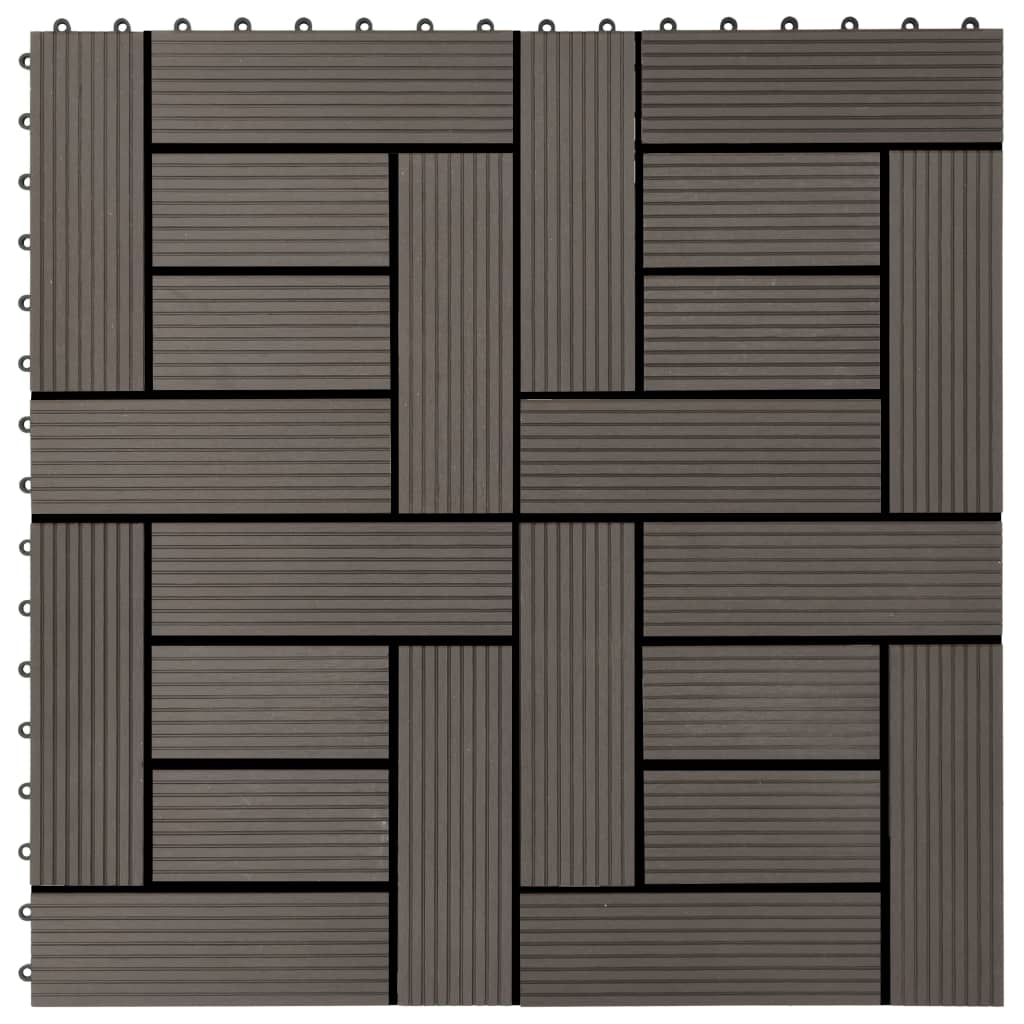 Vidaxl 22 st terrasse carreaux 30x30 cm 2 m² hkc brun foncé