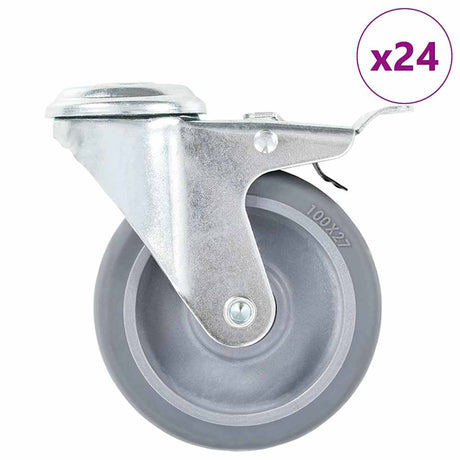 VidaXL 24 Stück Lenkrollen mit Bolzenlöchern 100 mm