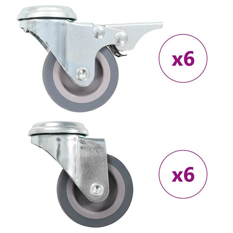 VidaXL 12 Stück Lenkrollen mit Bolzenlöchern 50 mm