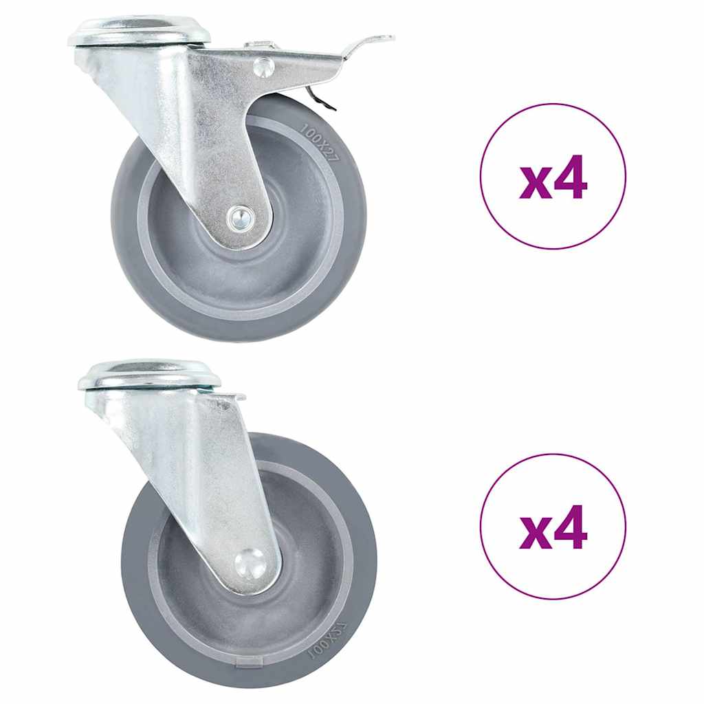 VidaXL 8 Stück Lenkrollen mit Bolzenlöchern 100 mm