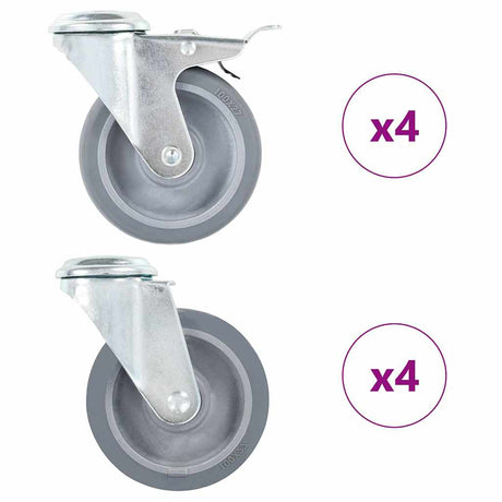 VidaXL 8 Stück Lenkrollen mit Bolzenlöchern 100 mm
