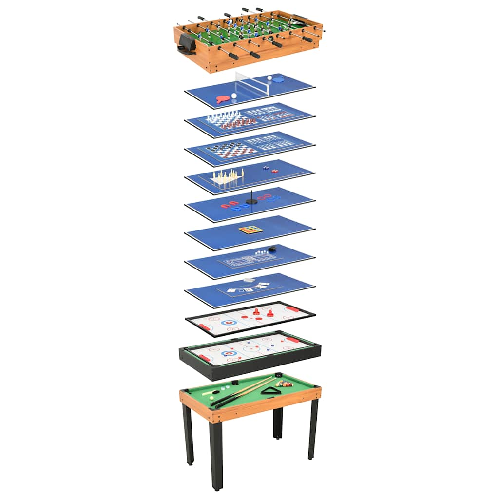 Vidaxl multispeeltafel 15-in-1 121x61x82 cm esdoornkleurig