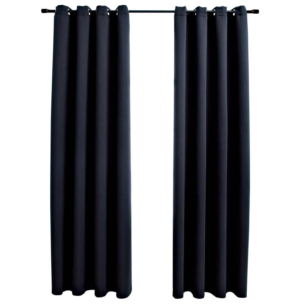 Vidaxl Vorhang Blackout mit Metallringen 2 ST 140x175 cm Schwarz