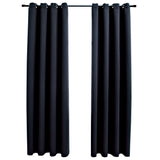 Blackout de cortina de Vidaxl con anillos de metal 2 ST 140x175 cm negro