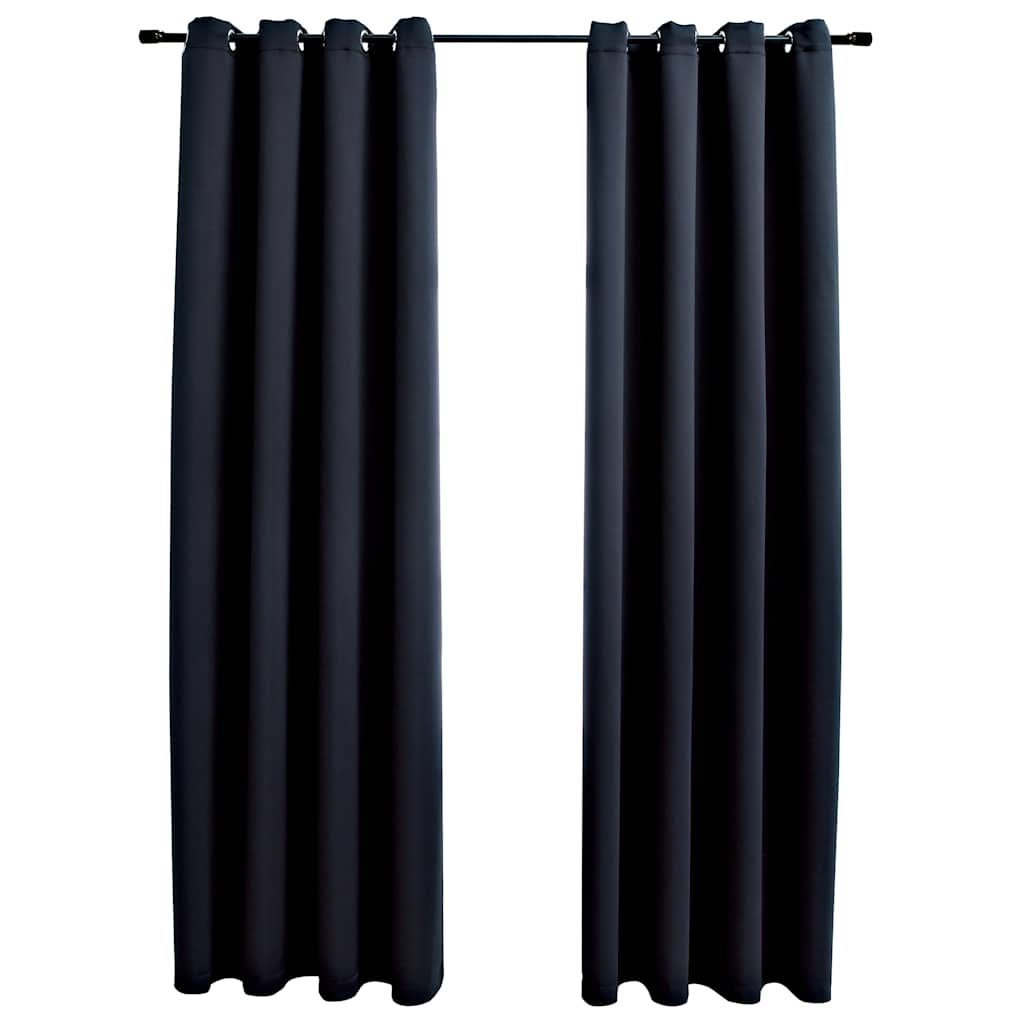 Vidaxl Curtain Blackout med metalringe 2 St 140x225 cm sort