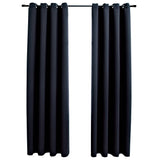 Blackout de cortina de Vidaxl con anillos de metal 2 ST 140x225 cm negro