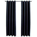 Blackout de cortina de Vidaxl con anillos de metal 2 ST 140x245 cm negro