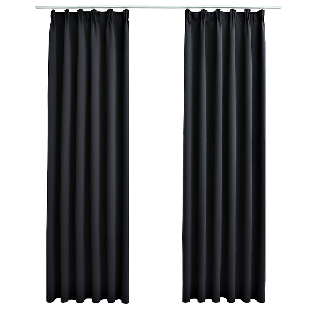 Vidaxl tende blackout con ganci 2 St 140x175 cm nero