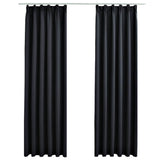 Vidaxl tende blackout con ganci 2 St 140x175 cm nero