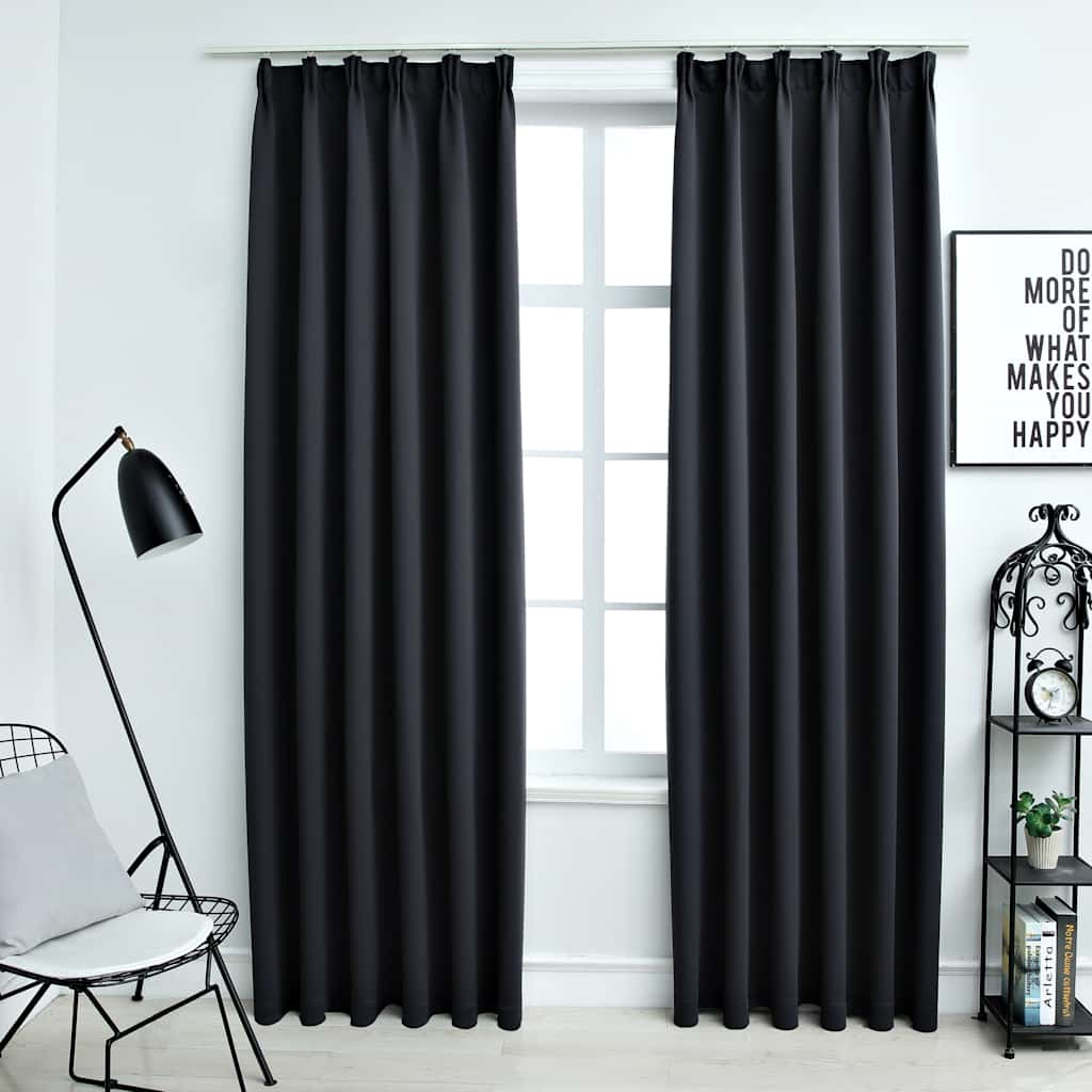 Cortinas Vidaxl Blackout con ganchos 2 ST 140x175 cm Negro