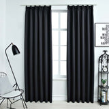 Vidaxl tende blackout con ganci 2 St 140x225 cm nero