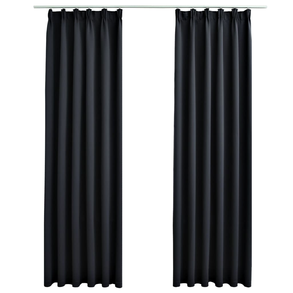 Vidaxl Vorhänge Blackout mit Haken 2 PCs 140x245 cm Schwarz