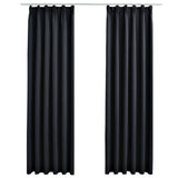 Cortinas Vidaxl Blackout con ganchos 2 PCS 140x245 cm Negro