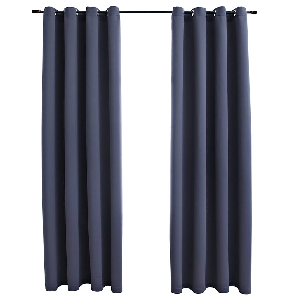 Vidaxl rideaux Blackout avec anneaux 2 ST 140x175 cm anthracite