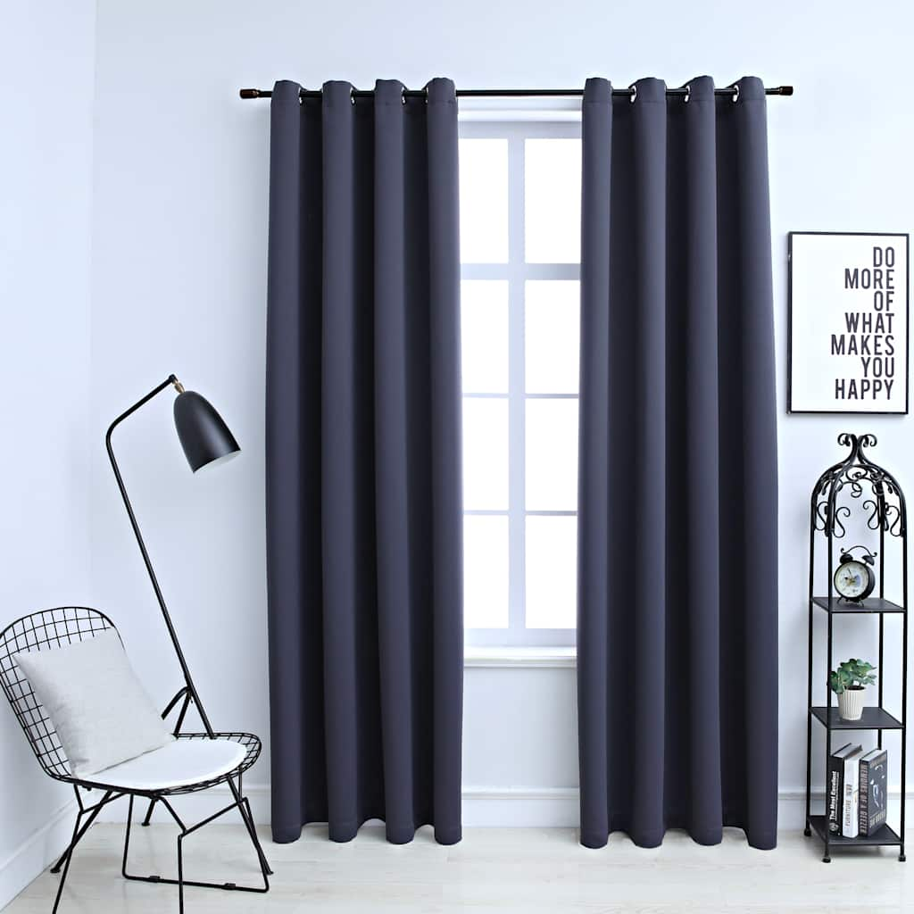 Vidaxl rideaux Blackout avec anneaux 2 ST 140x175 cm anthracite