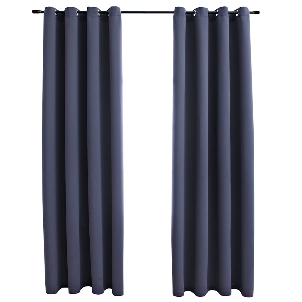 VIDAXL -Vorhänge Blackout mit Ringen 2 ST 140x225 cm Anthrazit