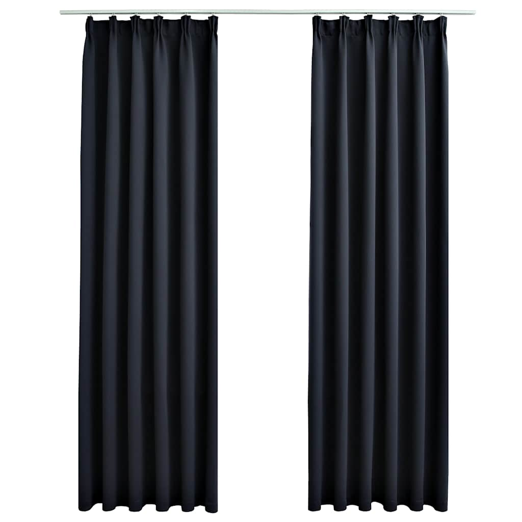 Cortinas Vidaxl Blackout con ganchos 2 PCS 140x175 cm antracita