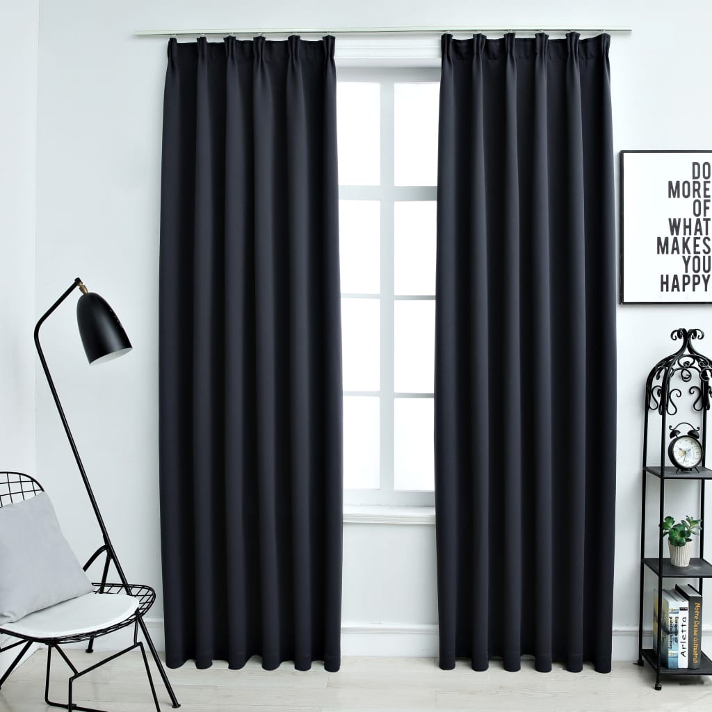 Zavese Vidaxl Blackout s kavlji 2 PCS 140x175 cm antracit