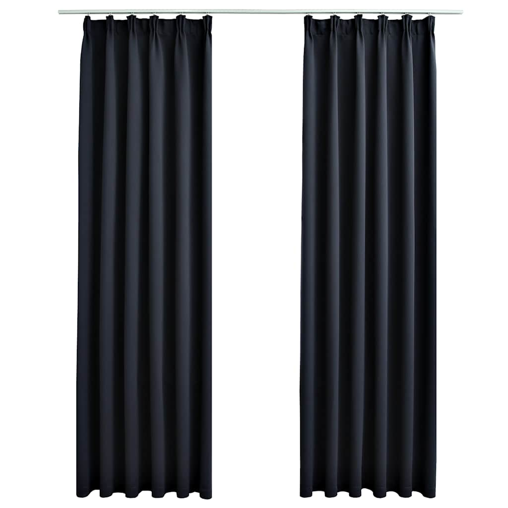 Vidaxl gardiner Blackout med kroge 2 St 140x245 cm Anthracite