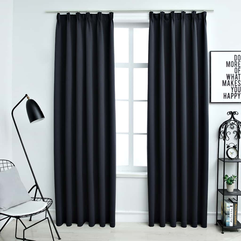 Vidaxl gardiner Blackout med kroge 2 St 140x245 cm Anthracite