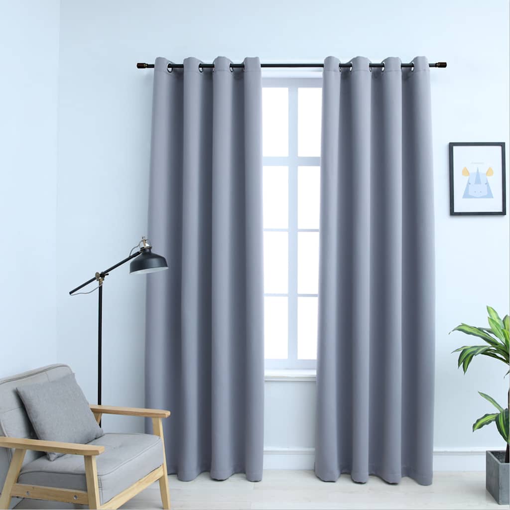 Blackout di tende Vidaxl con anelli di metallo 2 St 140x245 cm grigio