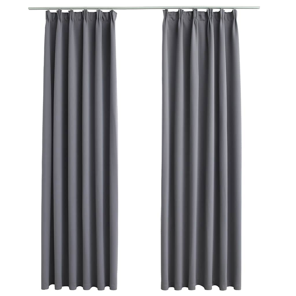 VIDAXL -Vorhänge Blackout mit Haken 2 ST 140x175 cm Grau