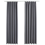 Cortinas de Vidaxl Blackout con ganchos 2 ST 140x175 cm Gray