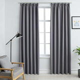 Cortinas de Vidaxl Blackout con ganchos 2 PCS 140x225 cm Gray