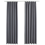 VIDAXL -Vorhänge Blackout mit Haken 2 PCs 140x245 cm grau