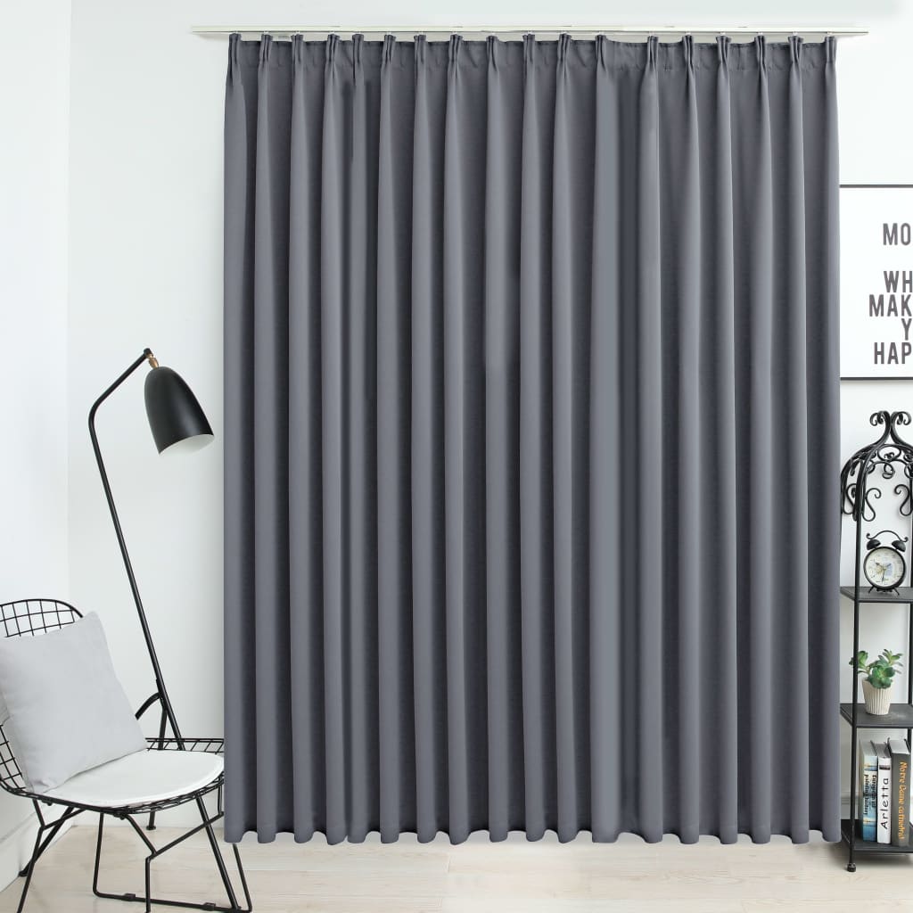 Blackout de cortina de Vidaxl con ganchos 290x245 cm gris