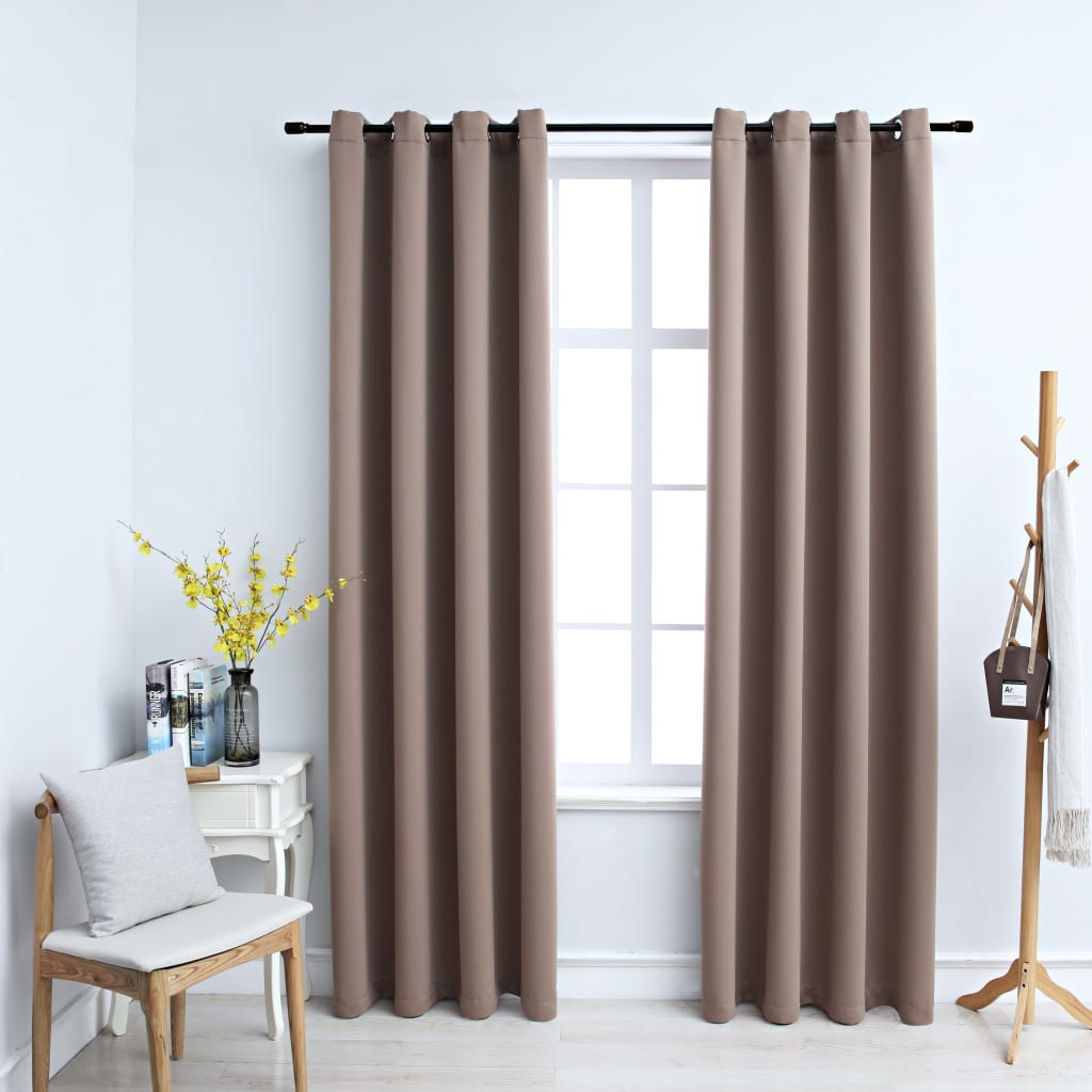 Vidaxl zavesa prekleta s kovinskimi obroči 2 St 140x225 cm Taupe