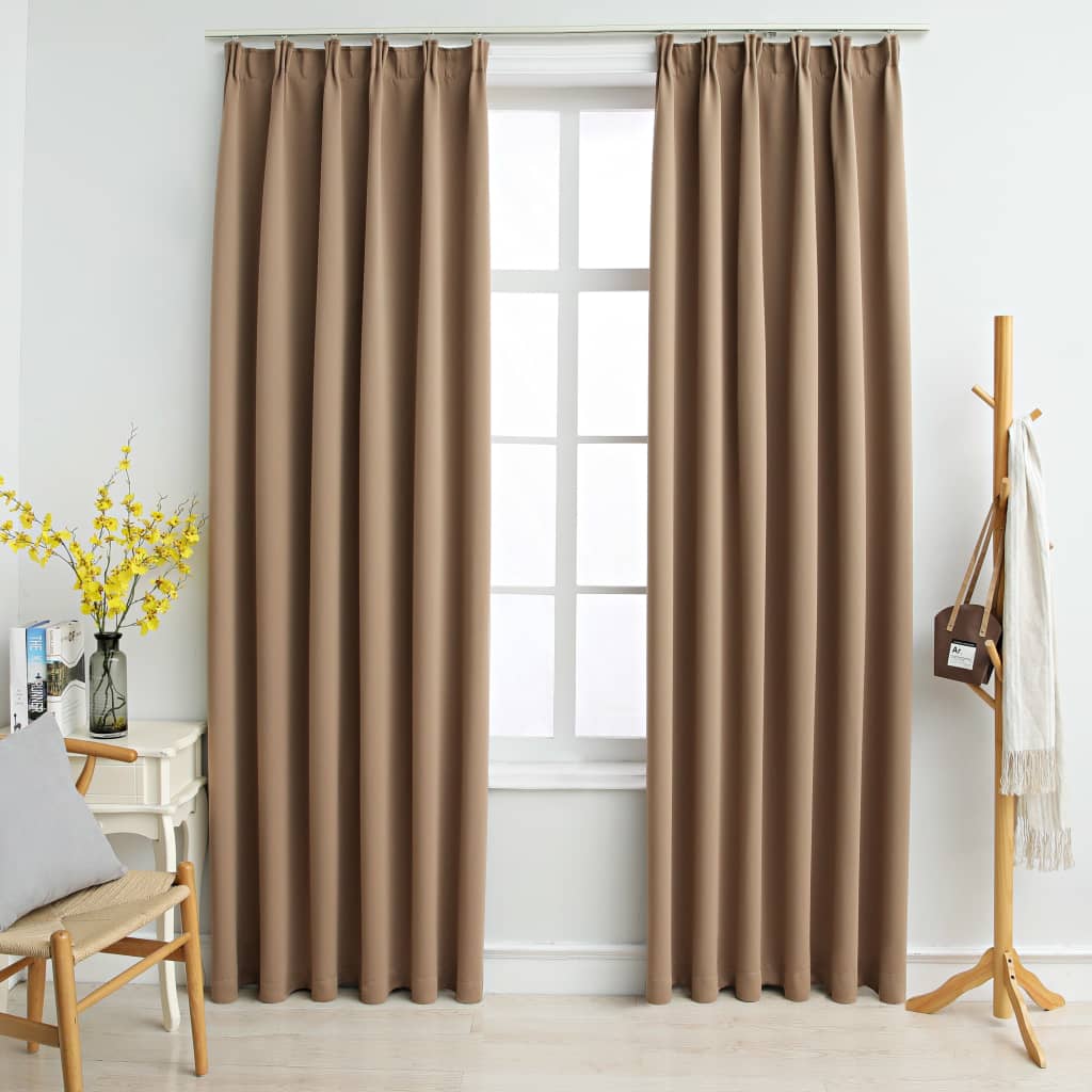 VidaXL Curtains blackout with hooks 2 pcs 140x175 cm Taupe