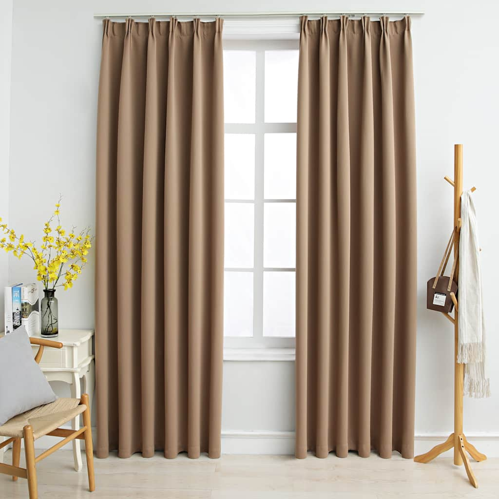 Zasłony vidaxl zaciemnienie z haczykami 2 st 140x225 cm taupe