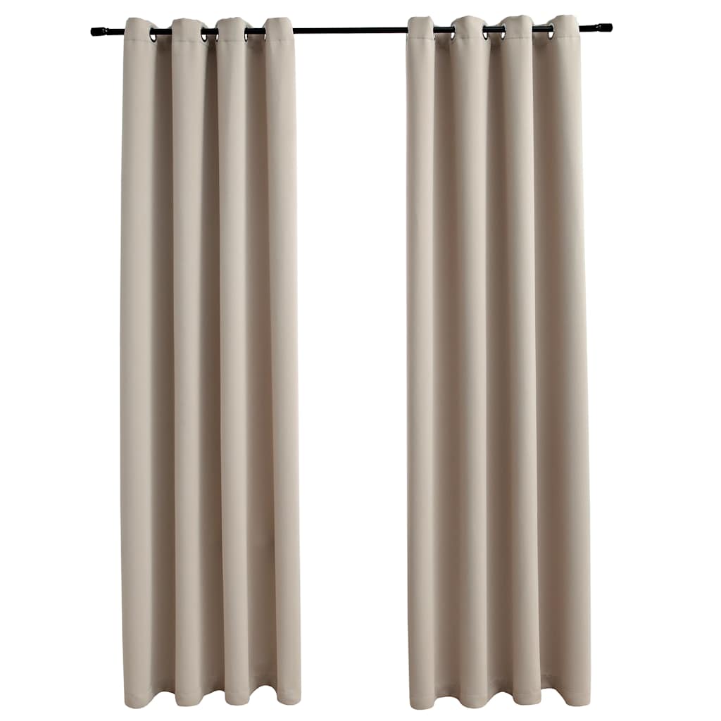 Bidaxl -gardin fördömande med metallringar 2 st 140x175 cm beige