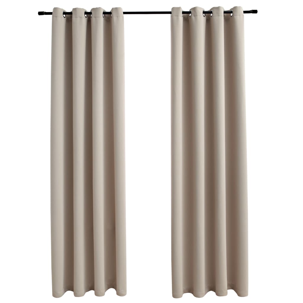 Vidaxl -Vorhang verdammt mit Metallringen 2 ST 140x225 cm Beige