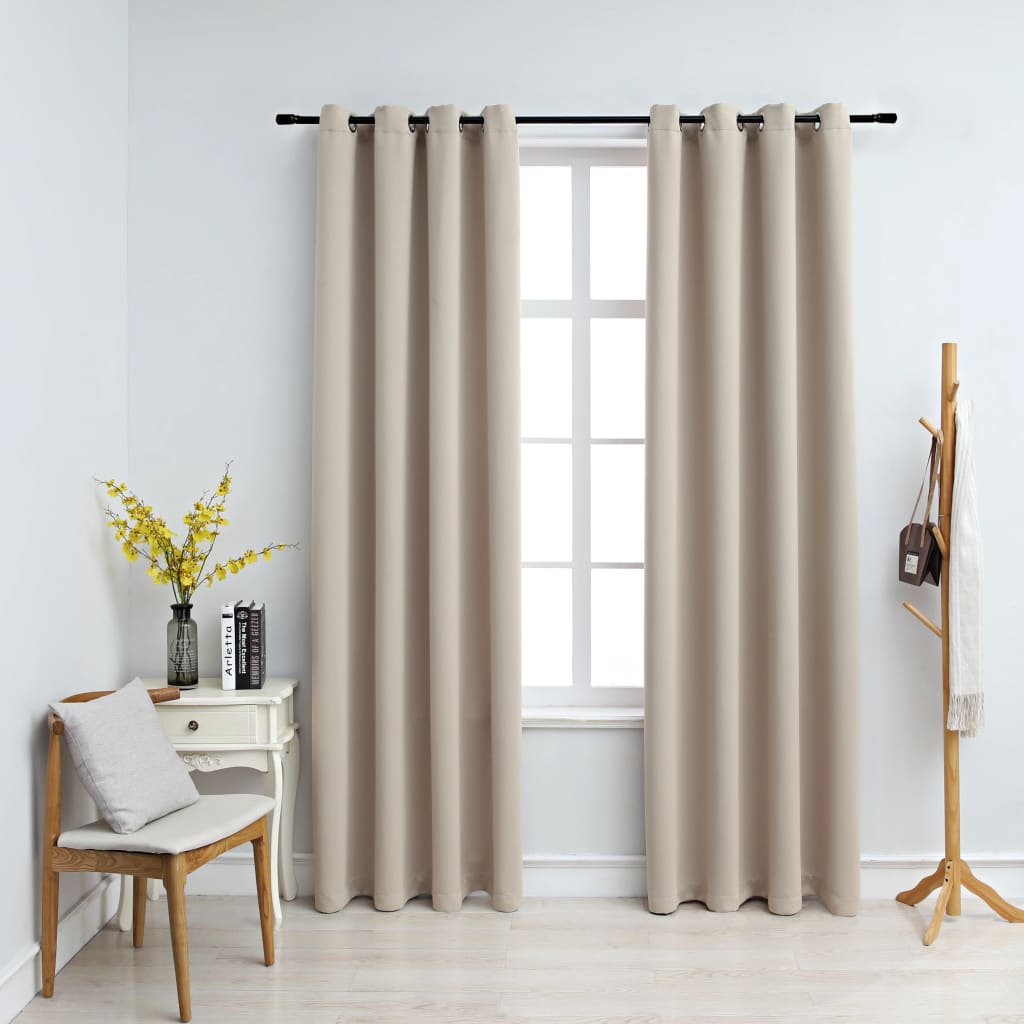 Cortina Vidaxl condenado con anillos de metal 2 st 140x245 cm beige