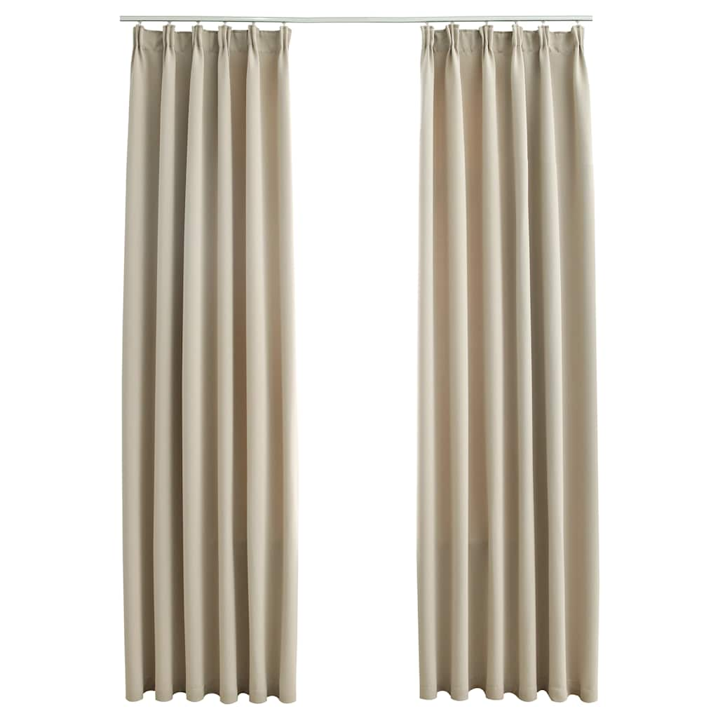 Vidaxl -gardiner Blackout med krokar 2 ST 140x175 cm beige