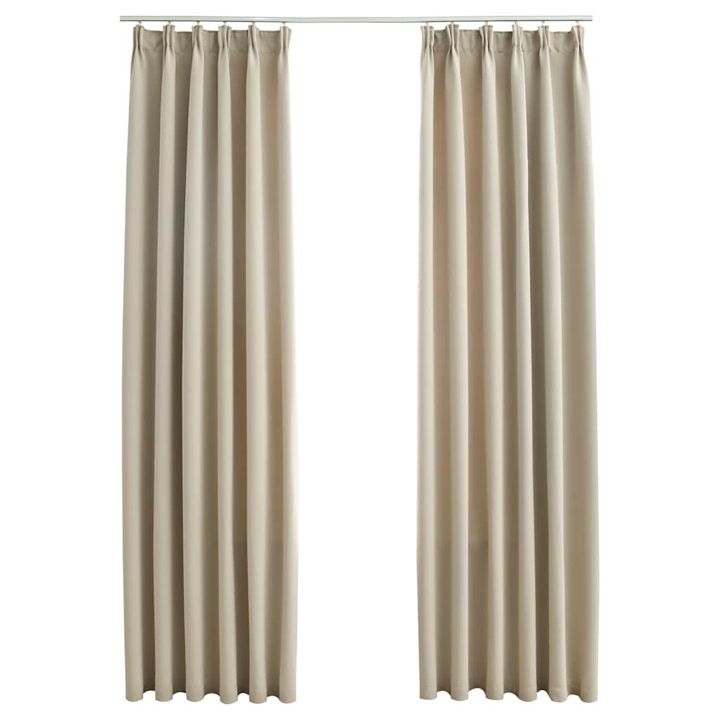 Vidaxl -gardiner mörkare med krokar 2 st 140x225 cm beige