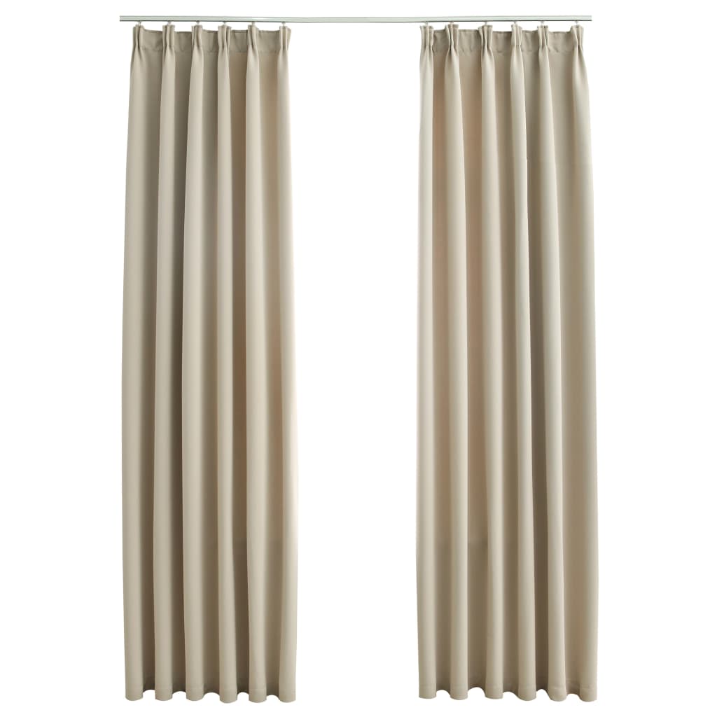 Cortinas Vidaxl oscureciendo con ganchos 2 ST 140x245 cm beige