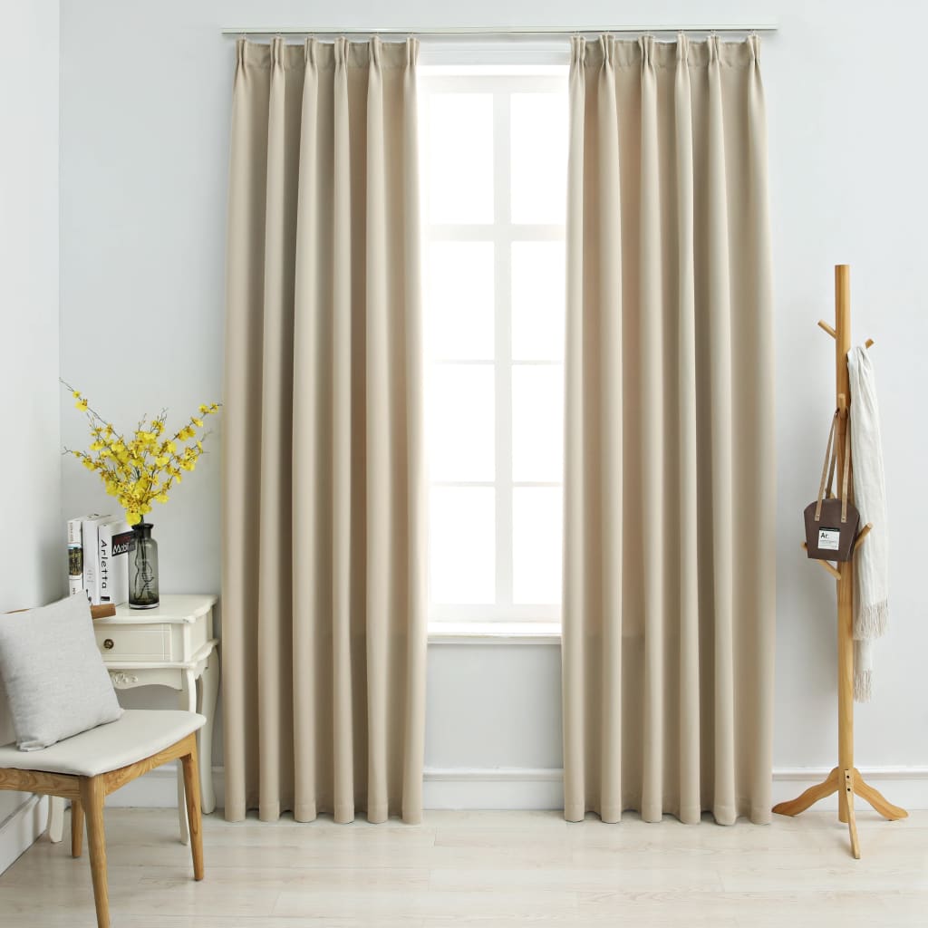 Vidaxl gardiner mørkere med kroge 2 St 140x245 cm beige