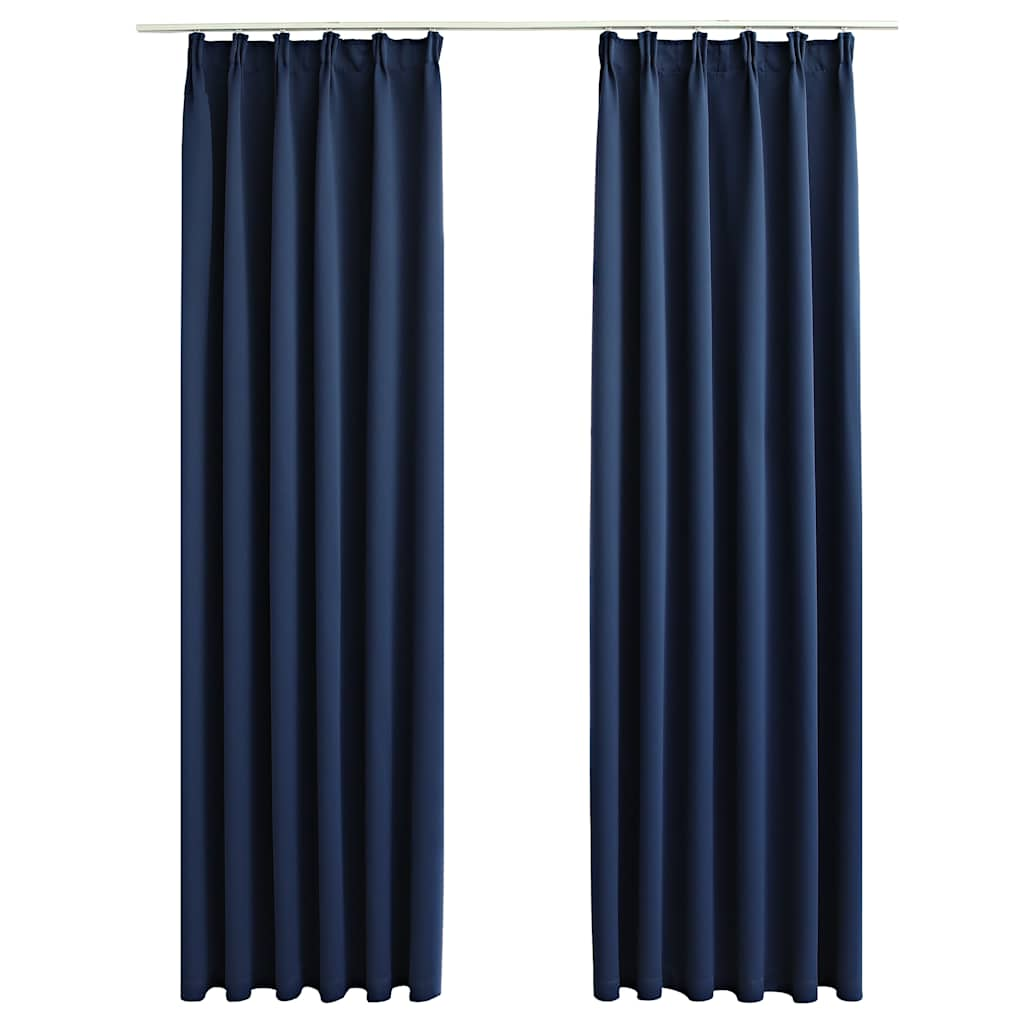 Vidaxl gordijnen verduisterend met haken 2 st 140x175 cm blauw