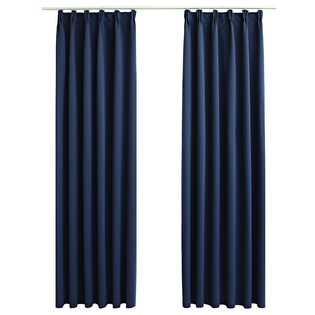 Cortinas de Vidaxl Blackout con ganchos 2 PCS 140x225 cm azul