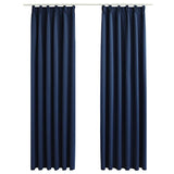 Cortinas de Vidaxl Blackout con ganchos 2 PCS 140x225 cm azul